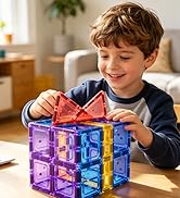 Coodoo 60 PCS Magnetic Building Tiles Kids Toys STEM Magnetic Blocks Sensory Toys Kids Games Magn...