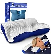 Cooling Gel Cervical Neck Pillow for Pain Relief Sleeping – Ventilated Blue Memory Foam - Orthope...