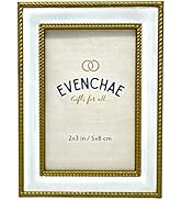 Evenchae 2x3 Mini Picture Frame for Desk - White Enamel with Gold | Holds Cut to Size 2" x 3" Pho...