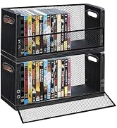PUTNATRUE DVD Storage Rack 2 Pack, Stackable Media Organizer Holds 56 DVDs or 64 Blu ray Cases, S...