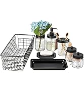 SheeChung 8PCS Bathroom Accessories Set Complete - Soap Dispenser, Mason Jar Toothbrush Holder, 2...