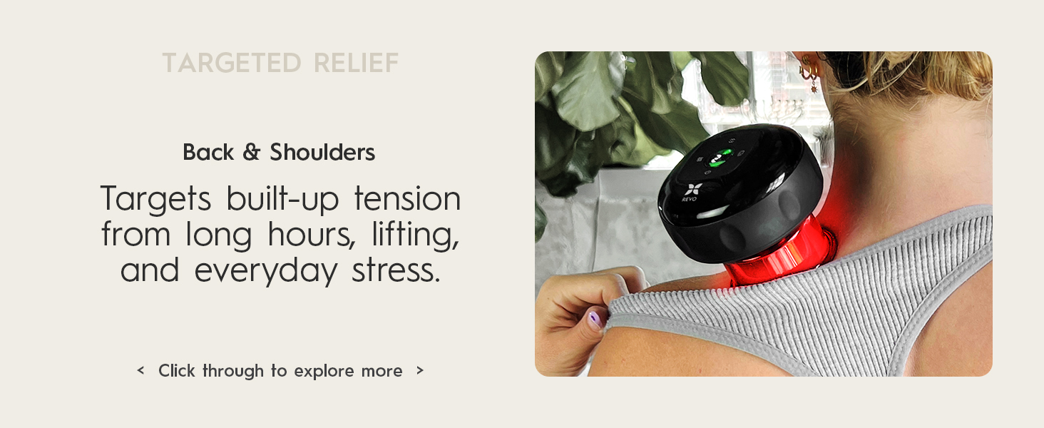 Portable therapy device designed to target tension in back and shoulder muscles