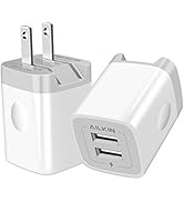 USB Wall Charger, Foldable Charger Adapter, AILKIN 2Pack 2.4Amp Dual Port Quick Charger Plug Cube...
