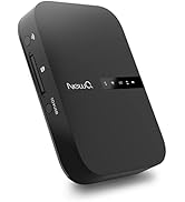 Black rectangular wireless router or mobile hotspot device with LED indicators and Nexxt branding on front surface.