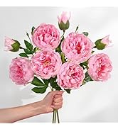 MARTINE MALL 3PCS Real Touch Peonies Artificial Flowers, 22in Pink Fake Peonies Artificial Peonie...