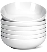 Quatish 8.5" Large Pasta Bowls Set of 6, 35oz Salad Bowls Soup Bowls for Kitchen, Porcelain Wide ...