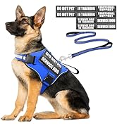 MOOGROU Service Dog Vest Harness and Leash Set+10 Patches,No Pull&amp;Easy Walk Reflective Dog Harnes...