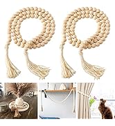 DECORKEY Farmhouse Wood Beads Garland Decor, 2 Pack 58 Inch Wooden Beads for Boho Home Decor with...
