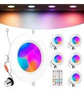 VARICART Recessed Lighting 6 Inch, RGBCW Color Changing E26 Can Lights with Remote Control, Flick...