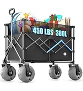 Homebetta Beach Wagon with Big Wheels for Sand, 450LBS Heavy Duty Foldable Collapsible Wagons Car...