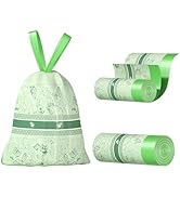 LJIACLEA 4 Gallon Drawstring Trash Bag Small Bathroom Garbage Bags Mugwort Scent Single Sided Pri...