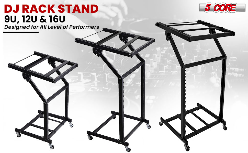 DJ Mixer Stand, Rack Mount Rolling Stage Cart, audio mixer stand, mixer stand music, dj stands