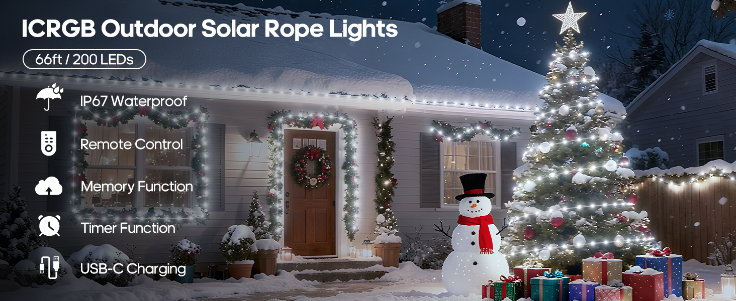 Solar rope light outdoor waterproof