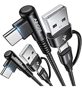 AINOPE 60W 4 in 1 Charging Cable for iPad &amp; USB C Devices, Right Angle Type C Cord Carplay Cable ...