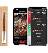 Smart Meat Digital Thermometer - Bluetooth Wireless, Rechargeable, Waterproof with Bamboo Case| P...