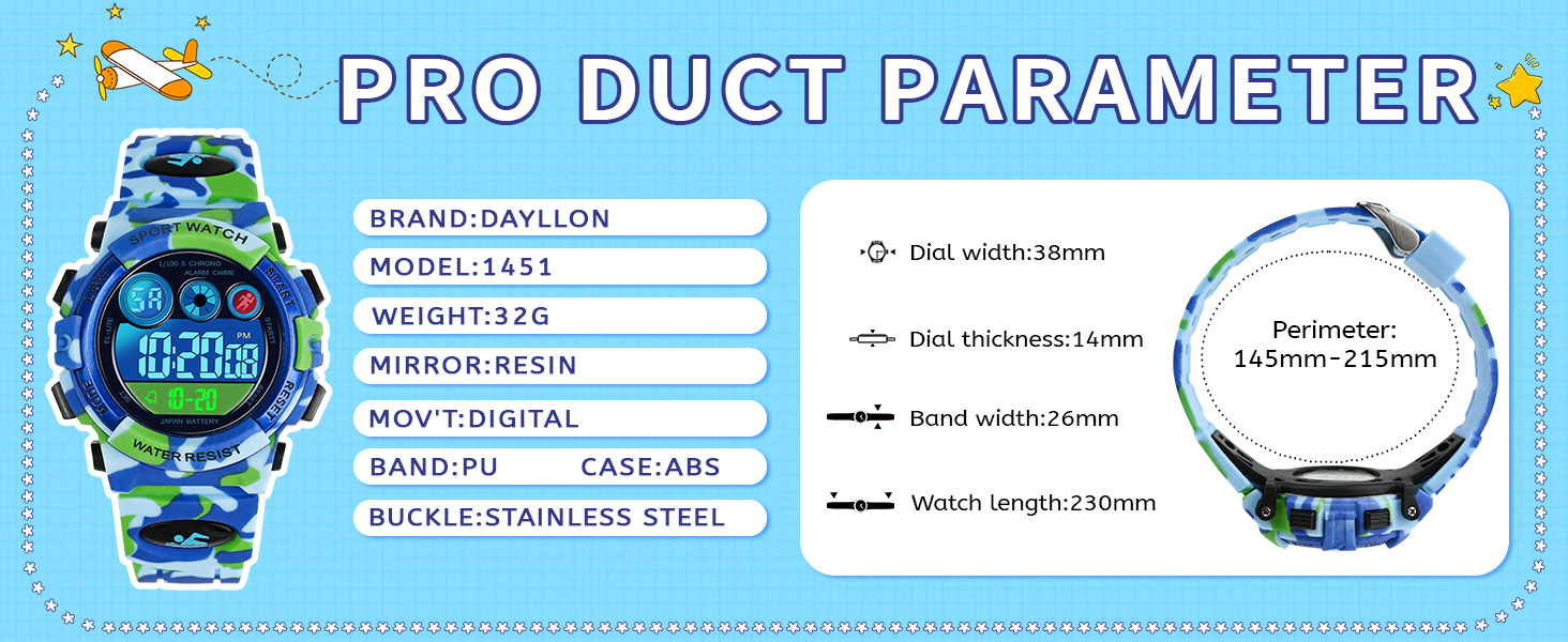 Kids Watch Digital Outdoor Sport Waterproof Boys Watches