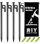 4 Pack Tent Stakes Heavy Duty Metal Tent Pegs for Camping Steel Tent Stakes 8 inch Unbreakable an...