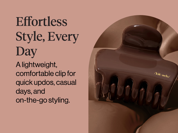 Kitsch Plastic Puffy Claw Clip - Hair Accessories For Women- Chocolate, 1pc
