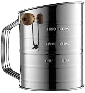 Bellemain 3 Cup Flour Sifter for Baking Fine Mesh Rotary Hand Crank with Loop Agitator for Quick ...