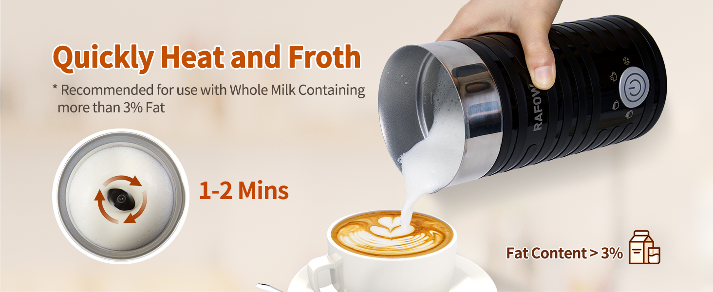 Quickly Heat and Froth 1-2 Mins