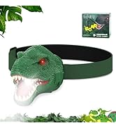 Nitigo Dinosaur Headlamp for Kids Flashlight Led Headlights Roar &amp; Silent Mode, T-Rex Dinosaur To...