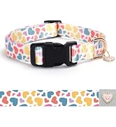 Love Pattern Dog Collar with Buckle Adjustable Safety Nylon Collars for Small Medium Large Dogs, ...