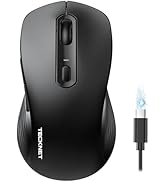 TECKNET Bluetooth Mouse, [ USB + BT5.0 + BT3.0 ] Rechargeable Mouse, Full-Size, Silent Click, 6-L...