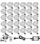 LED Deck Lights Kit, 30pcs F1.22" WiFi Wireless Smart Phone Control Low Voltage Recessed RGBW Dec...