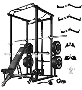 RitFit Power Cage with Optional LAT PullDown/Cable Crossover/Smith Machine System, 1000LB Squat R...