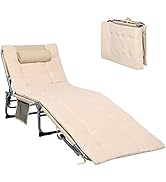 GYMAX Lounge Chair for Outside, 27” Oversize Beach Chaise Lounge with Removable Cushion &amp; Adjusta...
