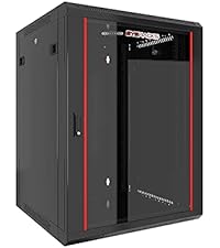 12U Wall Mount Network Cabinet, 18 Inch Deep Enclosed Server Rack with Locking Tempered Glass Door f...