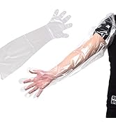 Anxingo 50Pcs Disposable Plastic Veterinary Insemination Rectal Long Arm Gloves for Field Dressin...