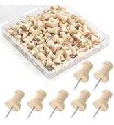 GOOLADA 120Pcs Wood Push Pins, Thumb Tacks for Decorative, Wooden Push Pins, Cork Board Pin, Puna...