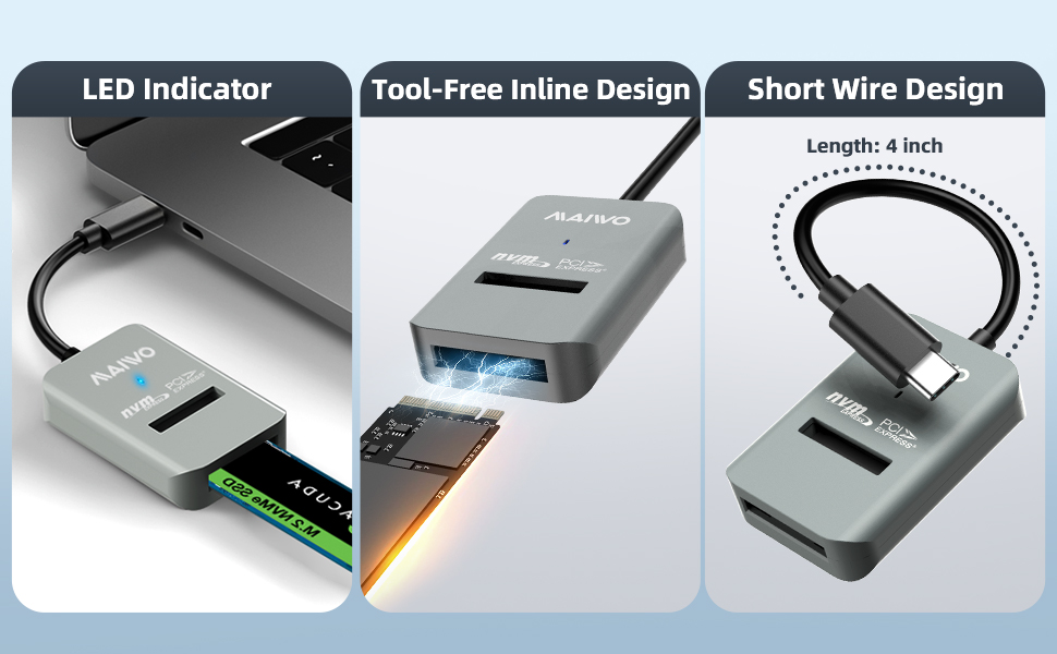 adapter for M2 NVMe PCIe M Key 2242 2260 2280 22110 External Solid State Drive Enclosure Converter