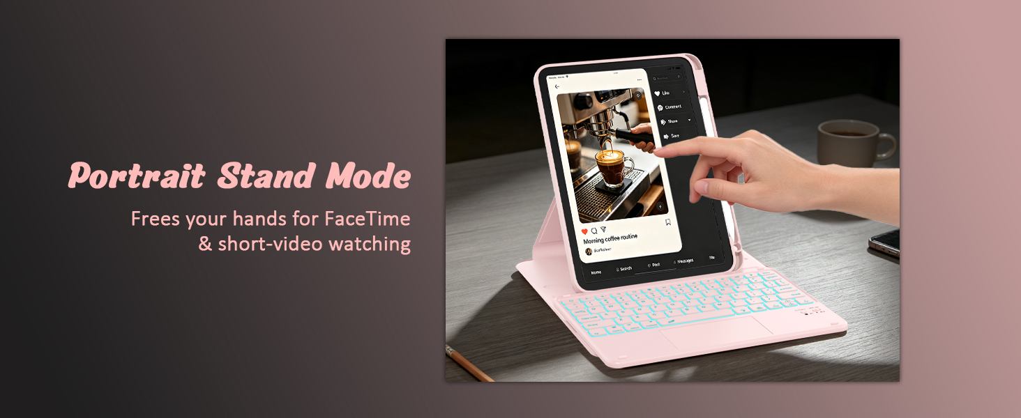 keyboard case for a16 supports portrait stand mode