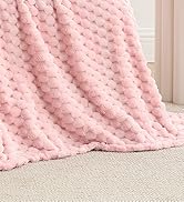 BEDELITE Valentine Day Fleece Decorative Blanket - 3D Jacquard Pink Throw Blankets for Women's Co...