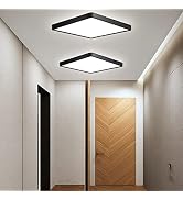 2 Pack 12 Inch 24W LED Ceiling Light Fixture Flush Mount, 5000K Daylight White Black Square LED C...