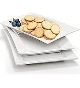 Suwimut 3 Pack White Serving Platters for Entertaining, Large Porcelain Serving Plates Rectangula...