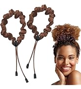 2pcs Adjustable Satin Hair Ties for Afro Puff, Dark Brown Hair Scrunchies, Adjustable Ponytails H...