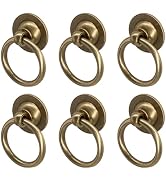Gutapo 6 Pack Solid Brass Cabinet Ring Pulls, Antique Drawer Circle Pulls Dresser Handles Vintage...