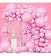 OuMuaMua Pastel Pink Balloon Arch Garland Kit, 120pcs Light Pink Latex Balloons of Different Size...