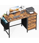 Lufeiya Computer Desk with File Drawers - 47 Inch Computer Desk for Home Office, Modern Simple St...