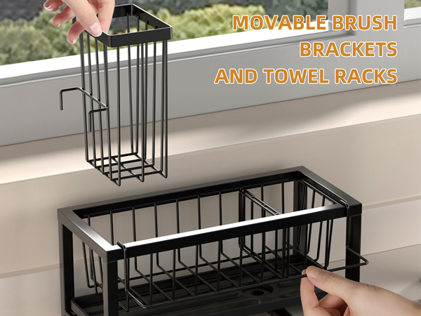 Detachable bowl brush holder and towel rack.
