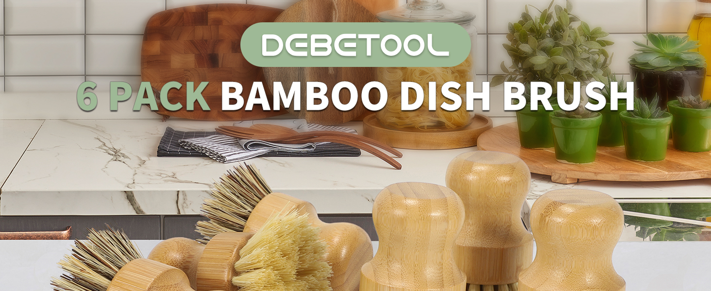 Bamboo dish brush set