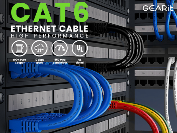 cat6 ethernet cable high performance 100% pure copper 10 gbps speed 550 MHz UL