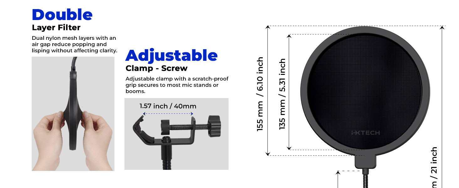 pop filter for mic blue yeti microphone hyperx quadcast shure sm7b podmic elgato wave metal filters