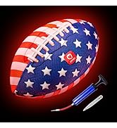 QPAU 9" Glow in The Dark Football (Size 3, 1 Pack), Light Up Youth Football with Pump &amp; Batteries...