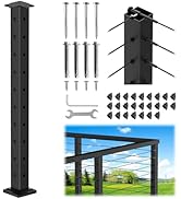 CKE T-Drilled Corner Post Cable Railing, Three Sides T-Drilled 36