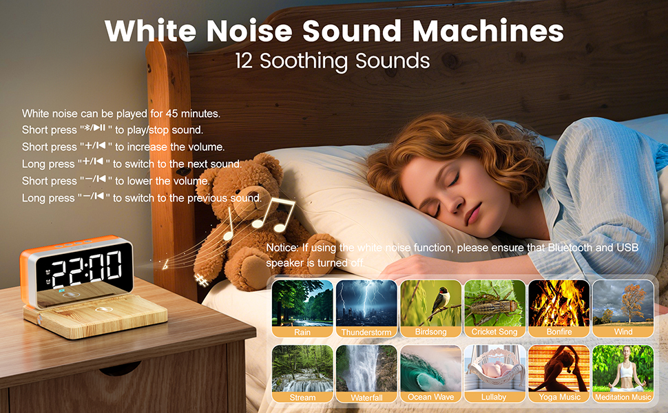 sound machine alarm clock,boys alarm clock,sound machine with clock,clock with charging station