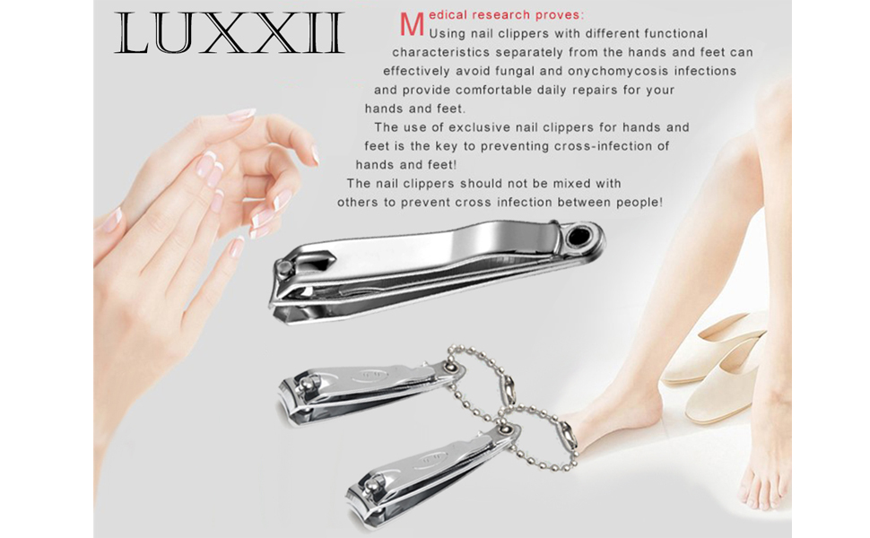 Luxxii (3 Pack) Sharp Sturdy Nail Clippers Set with Nail File Toenail &amp; Fingernail Clippers